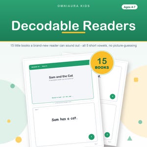 15 libri di lettura decodificabili con vocali brevi, mini libri di fonetica per la scuola dell'infanzia (PDF da ritagliare e impilare)
