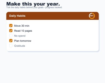 Jahresplaner, Habit Tracker (Excel, Google Sheets)