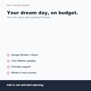 Spreadsheet bruiloftsbudgetplanner (Google Spreadsheets, Excel) afbeelding 8