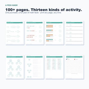 Addition Subtraction Worksheets, Math Facts to 20, Kindergarten First Grade (Digital Download) image 4