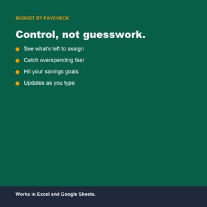 Zero Based Budget Spreadsheet, Monthly Paycheck Planner (Google Sheets, Excel) image 4