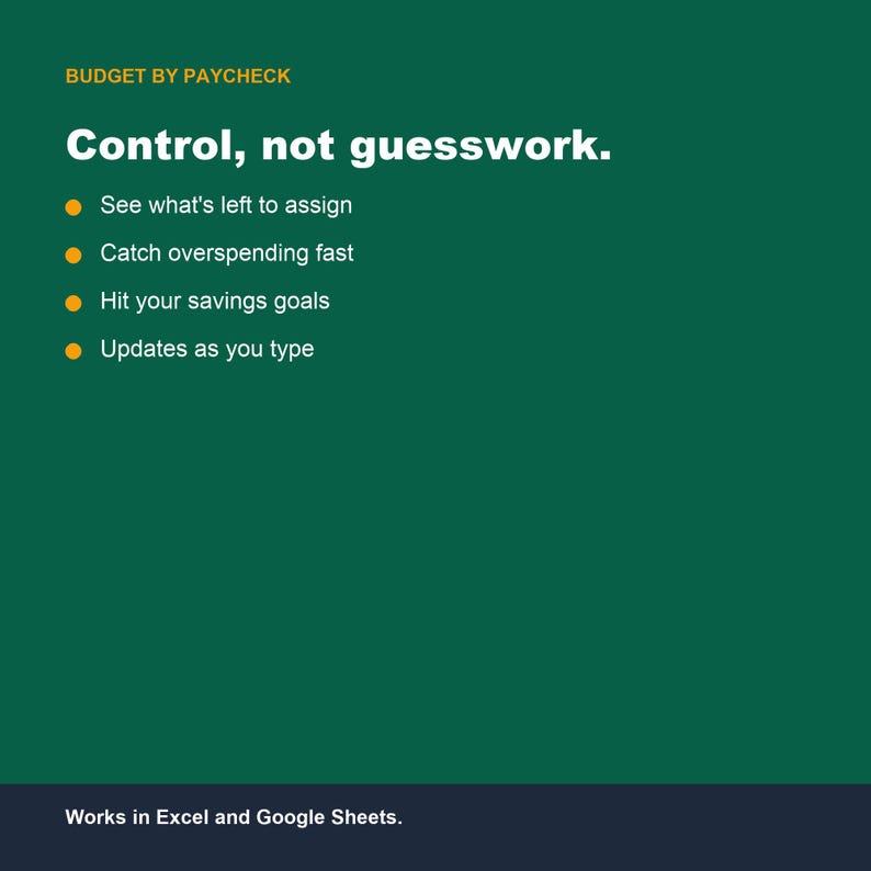 Zero Based Budget Spreadsheet, Monthly Paycheck Planner (Google Sheets, Excel) image 4