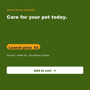 Pet Care Tracker, Daily Routine Log, Health & Costs (Google Sheets, Excel) image 9