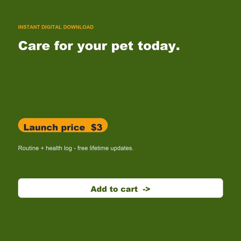 Pet Care Tracker, Daily Routine Log, Health & Costs (Google Sheets, Excel) image 9