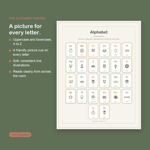 Montessori Boho Alphabet Numbers Learning Posters Set (Digital Download) image 4