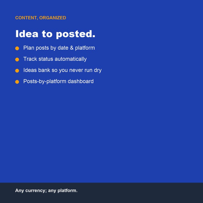 Social Media Content Planner, Calendar Tracker (Google Sheets Excel) image 3