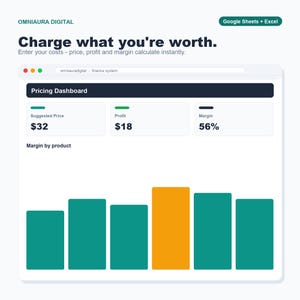 Etsy Pricing Calculator Spreadsheet, Profit Margin Tool (Google Sheets, Excel)
