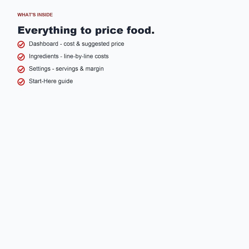 Recipe Cost Calculator Spreadsheet, Food Cost Tool (Google Sheets, Excel) image 5
