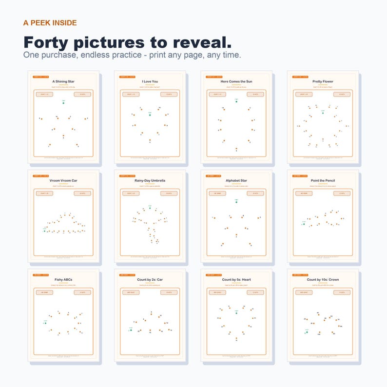 Connect the Dots-afdrukbare pagina's, tellen, ABC, tellen overslaan (pdf-download) afbeelding 4