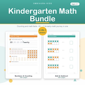 Kindergarten Math Bundle: Counting, Numbers, Addition, Subtraction Worksheets (Digital Download) image 1