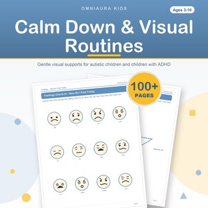 Autism ADHD Visual Support Printables, Feelings Calm Down Cards, Routine Charts (Digital Download) image 1