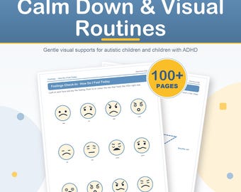 Autism ADHD Visual Support Printables, Feelings Calm Down Cards, Routine Charts (Digital Download)