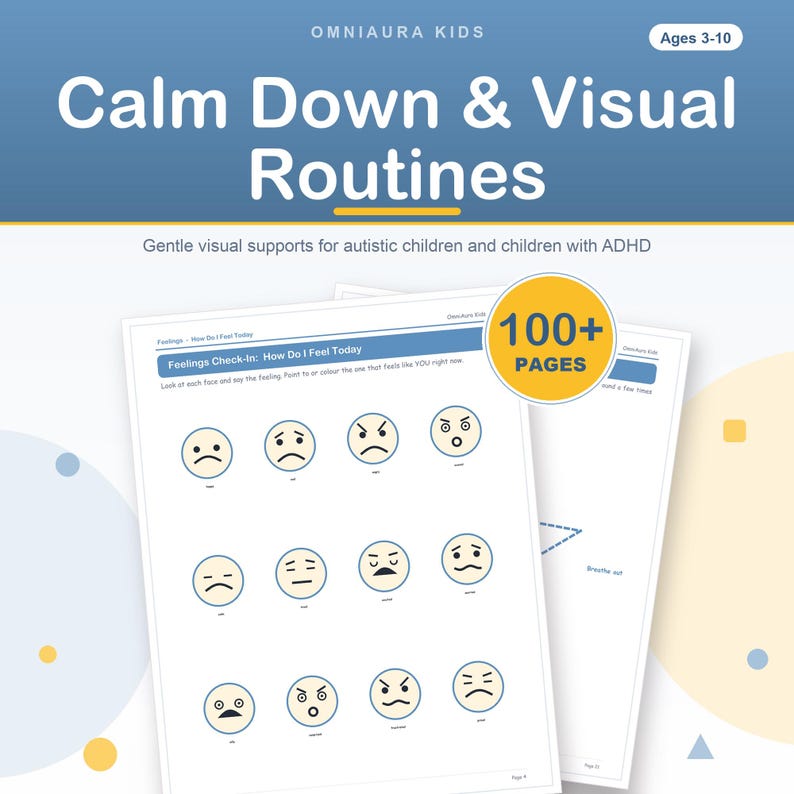 Autism ADHD Visual Support Printables, Feelings Calm Down Cards, Routine Charts (Digital Download) image 1