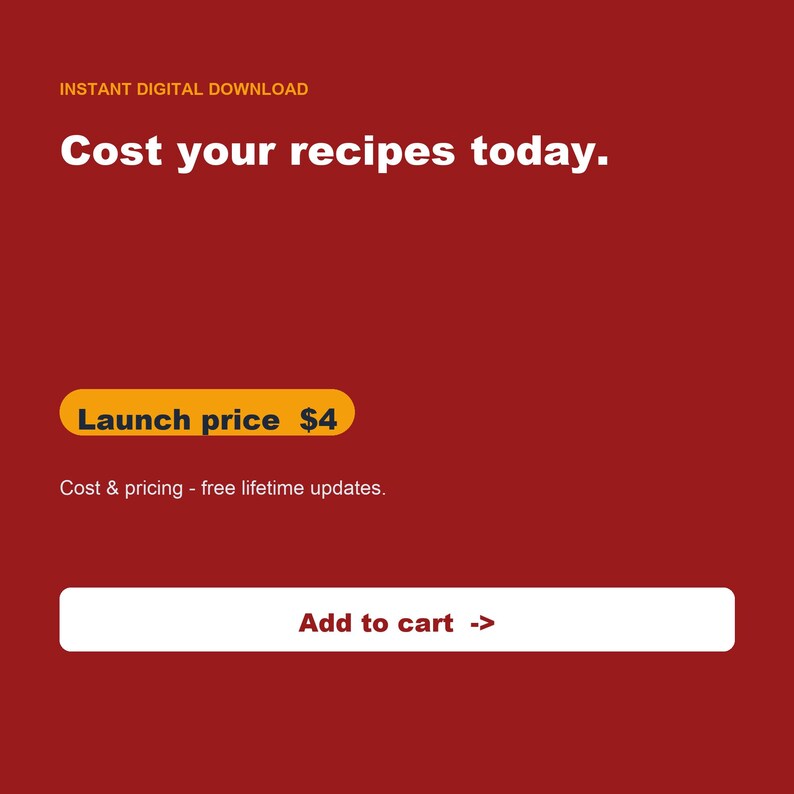 Recipe Cost Calculator Spreadsheet, Food Cost Tool (Google Sheets, Excel) image 9