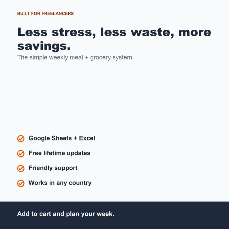 Foglio di calcolo per la pianificazione dei pasti e la lista della spesa, strumento per il monitoraggio del budget (Fogli Google, Excel) immagine 8