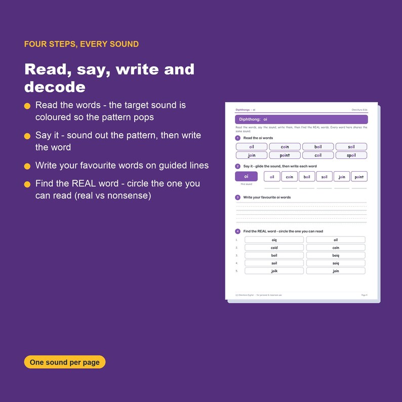 Diphthongs Phonics Worksheets, Oi Oy Ou Ow Au Aw Sounds, Science of Reading Printable image 3