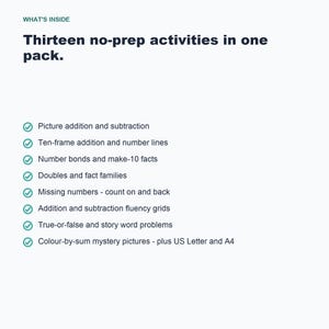 Addition Subtraction Worksheets, Math Facts to 20, Kindergarten First Grade (Digital Download) image 5