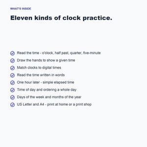 Telling Time Worksheets, Learn Clock O'Clock, Half Past, Quarter, Five Minutes (Digital Download) image 5