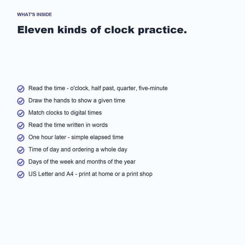 Telling Time Worksheets, Learn Clock O'Clock, Half Past, Quarter, Five Minutes (Digital Download) image 5