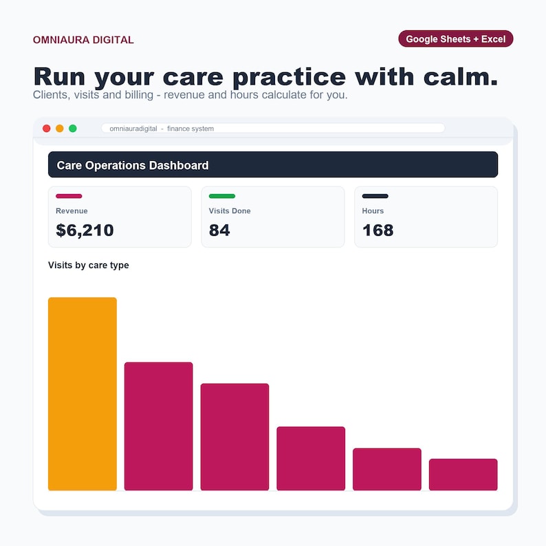 Home Care Operations Spreadsheet, Billing Tracker (Google Sheets, Excel) image 1