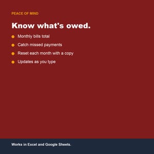 Bill Payment Tracker, Monthly Bills Organizer, Due Date Planner (Google Sheets, Excel) image 4