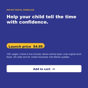 Telling Time Worksheets, Learn Clock O'Clock, Half Past, Quarter, Five Minutes (Digital Download) image 10