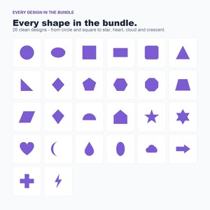 Paquete de archivos SVG para aprender formas geométricas, 26 diseños geométricos (SVG, PNG) imagen 3