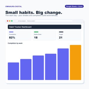 Hoja de cálculo para el seguimiento de hábitos, seguimiento de objetivos y rutinas diarias y semanales (Google Sheets y Excel) imagen 2