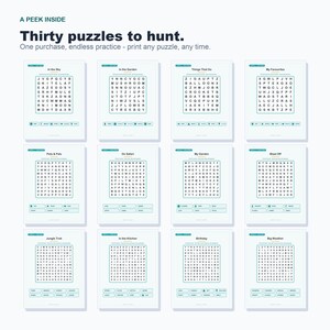 Kids Picture Word Search Puzzles, 30 Activities, Preschool Kindergarten Learning (PDF) image 4