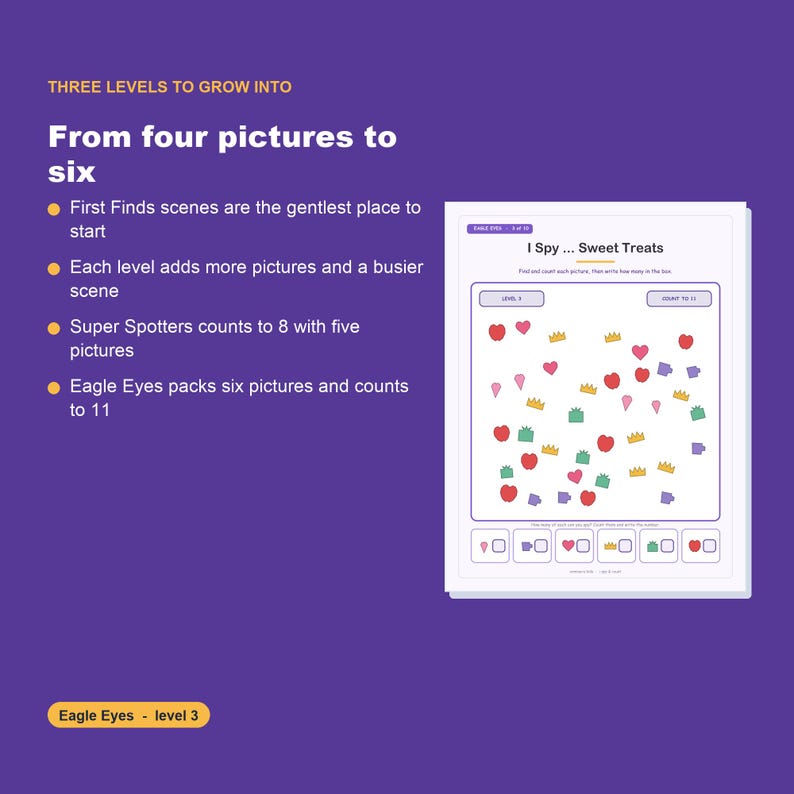 I Spy Count Activity Book, 30 Search Find Pages, Preschool Toddler Learning (PDF Download) image 7