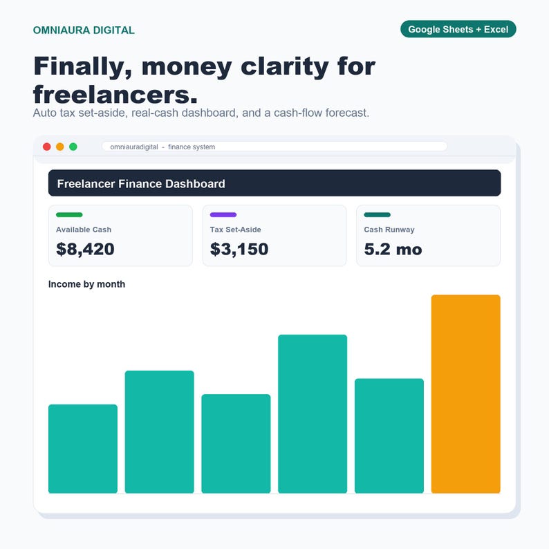 Freelancer Budget Spreadsheet, Income Expense Tracker, Google Sheets, Excel (Digital Download) image 1