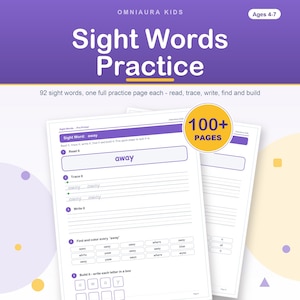 Dolch Sight Words Practice Pages, Kindergarten Reading Activity, Homeschool Printable (PDF) image 1