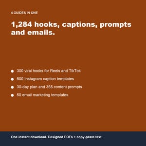 Creator Content Kit: Viral Hooks, Captions, Prompts, Email Templates (Digital Download) image 3