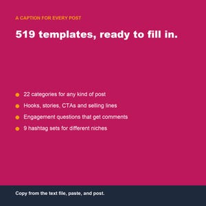 500 plantillas de subtítulos y hashtags para Instagram para creadores (descarga digital) imagen 3