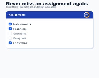 Student Planner Homeschool Tracker, Assignment Grade Spreadsheet (Google Sheets Excel)