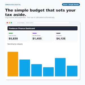 Freelancer Budget Spreadsheet, Expense Tracker, Tax Set-Aside (Google Sheets, Excel) image 1