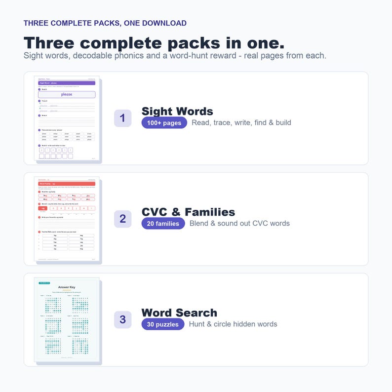 Learn to Read Bundle: Sight Words, Phonics, Word Search (PDF) image 3