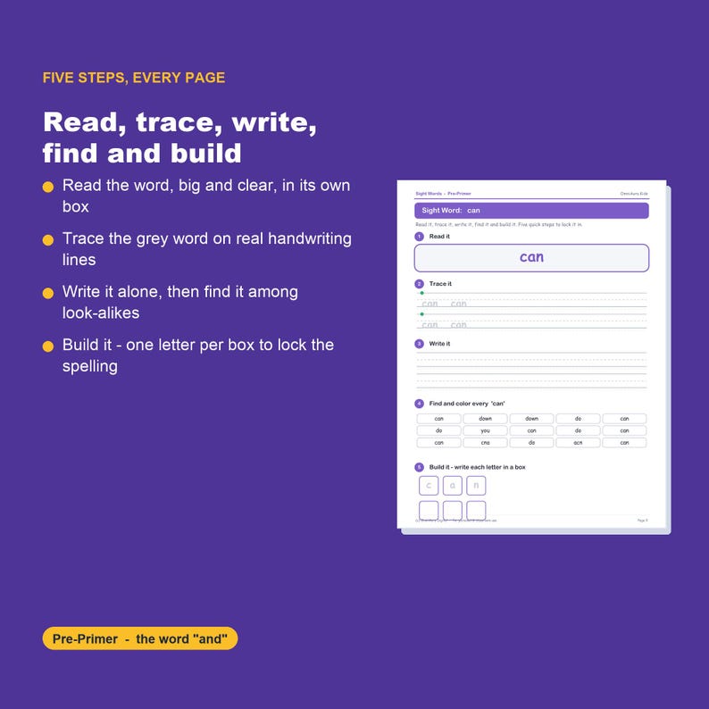 Dolch Sight Words Practice Pages, Kindergarten Reading Activity, Homeschool Printable (PDF) image 3