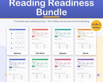 Reading Readiness Bundle, Alphabet Phonics Worksheets, Science of Reading (Digital Download)