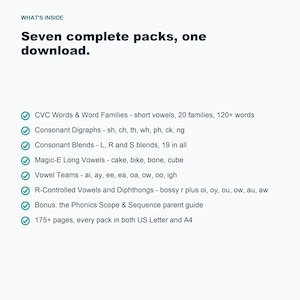 Complete Phonics Bundle, Science of Reading Worksheets, Kindergarten Printable (Digital Download) image 4