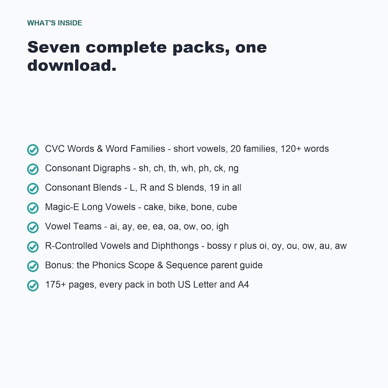 Complete Phonics Bundle, Science of Reading Worksheets, Kindergarten Printable (Digital Download) image 4