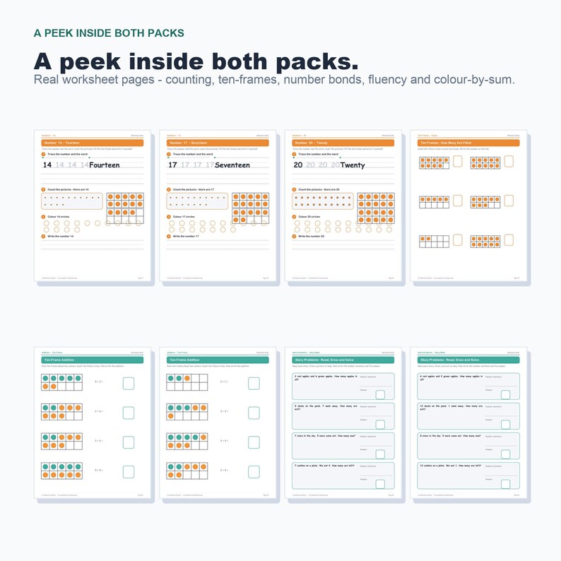 Kindergarten Math Bundle: Counting, Numbers, Addition, Subtraction Worksheets (Digital Download) image 3