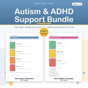 Autism ADHD Visual Support Bundle, Feelings Social Skills SEL Printables (Ages 3-10) image 1