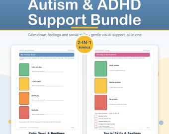 Autism ADHD Visual Support Bundle, Feelings Social Skills SEL Printables (Ages 3-10)