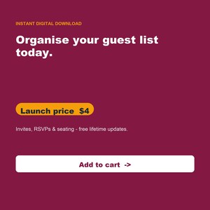 Wedding Guest List Tracker, RSVP Seating Chart (Google Sheets, Excel) image 9