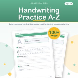 Handwriting Practice Worksheets, Letters, Numbers, Sentences (Digital Download) image 1