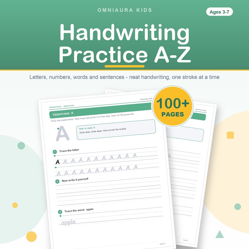Handwriting Practice Worksheets, Letters, Numbers, Sentences (Digital Download) image 1