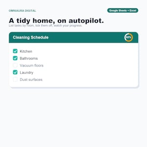 Home Cleaning Schedule Tracker, Chore Planner (Google Sheets Excel) image 1