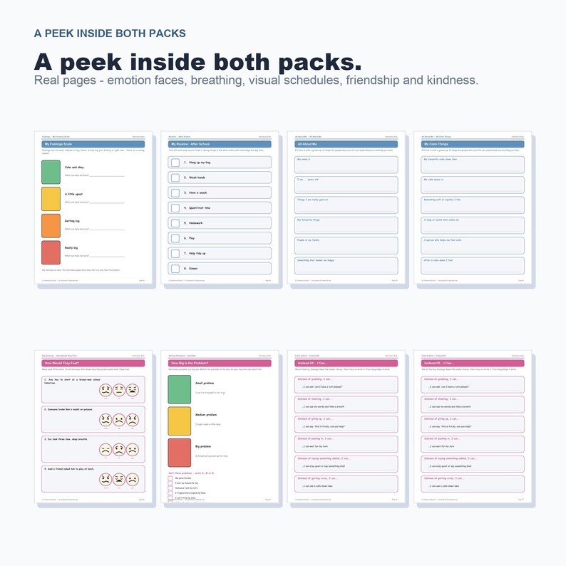 Autism ADHD Visual Support Bundle, Feelings Social Skills SEL Printables (Ages 3-10) image 3