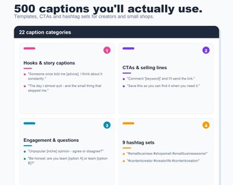 500 Instagram Captions Templates, Hashtags for Creators (Digital Download)